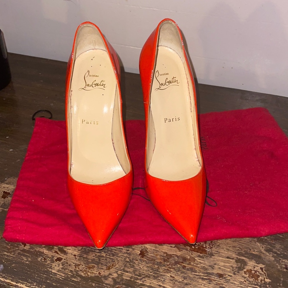 Christian Louboutin Orange So Kate Patent Size 38